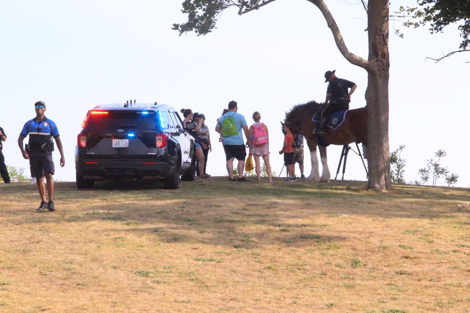 Horse power for police: Those attending National Night Out, which was held for a first time at Rocky Point Tuesday, may have wondered if Warwick Police now have a mounted command. That’s not the case, although Sgt. Steven Courville commander of the visiting Providence Command was a nice touch to an event that was attended by thousands. (Warwick Beacon photos)